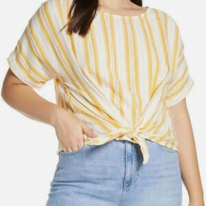 Lou & Grey Skip Doppy Tie-Front Top, Color Texas Sun Size M